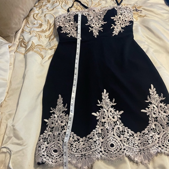 Haute Monde black cocktail dress w/ lace overlay S - Picture 11 of 14